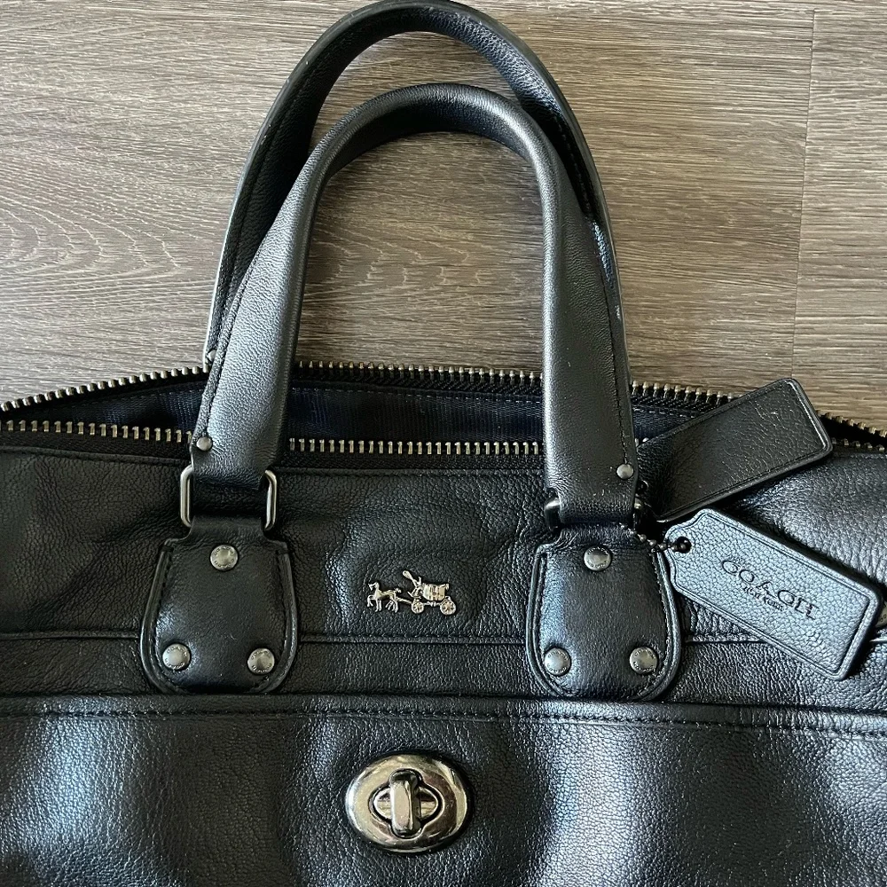 EUC!!! Coach Rhyder 1941 Collection Black Pebbled Leather Satchel Handbag - Picture 3 of 14